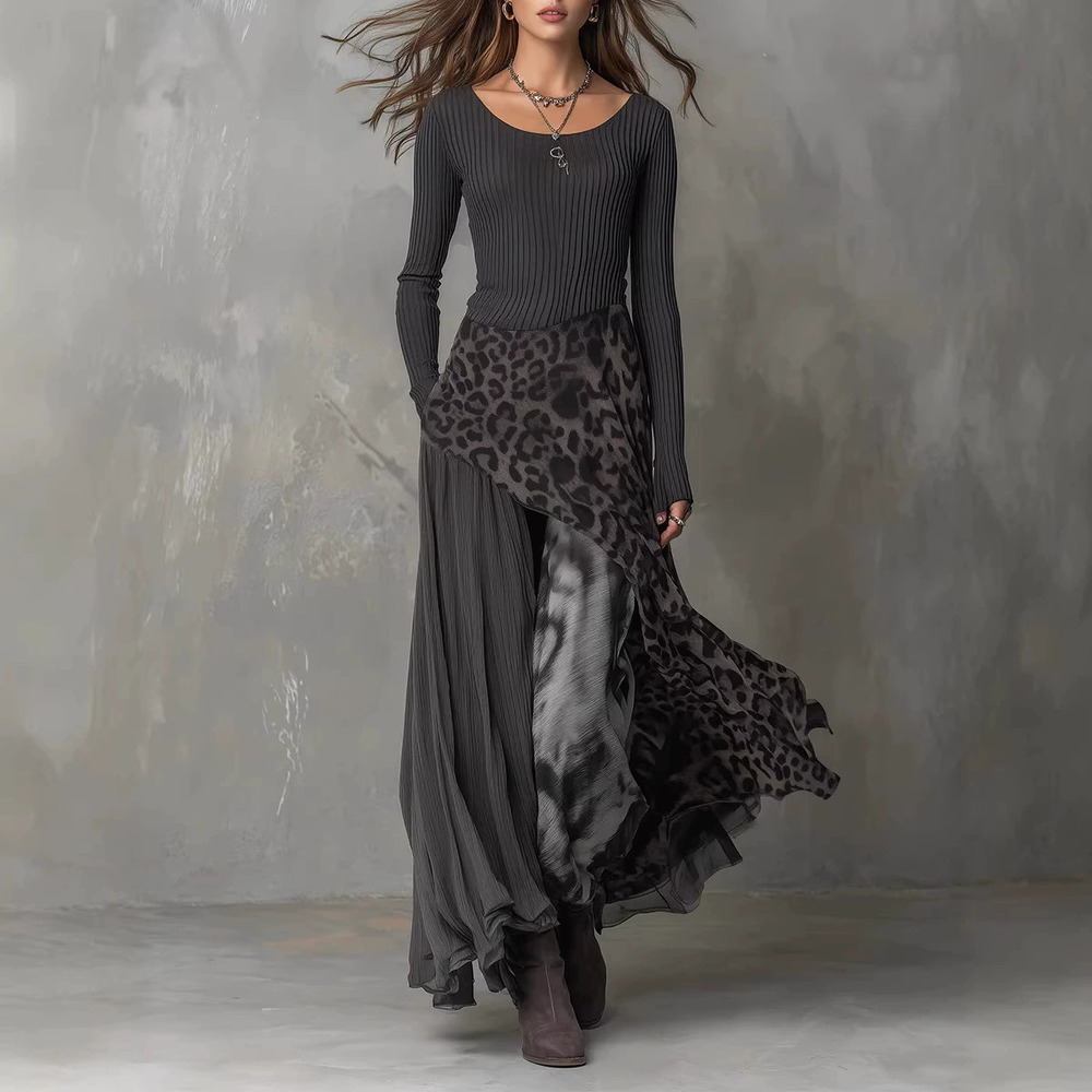 ZARA Long Sleeve Printed Maxi Dress